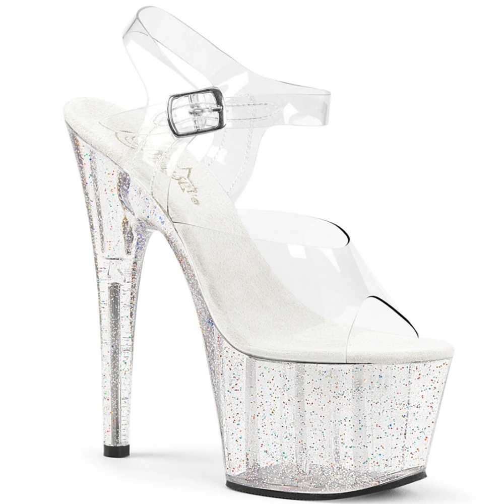 Pleaser Platform Heels- Clear Glitter